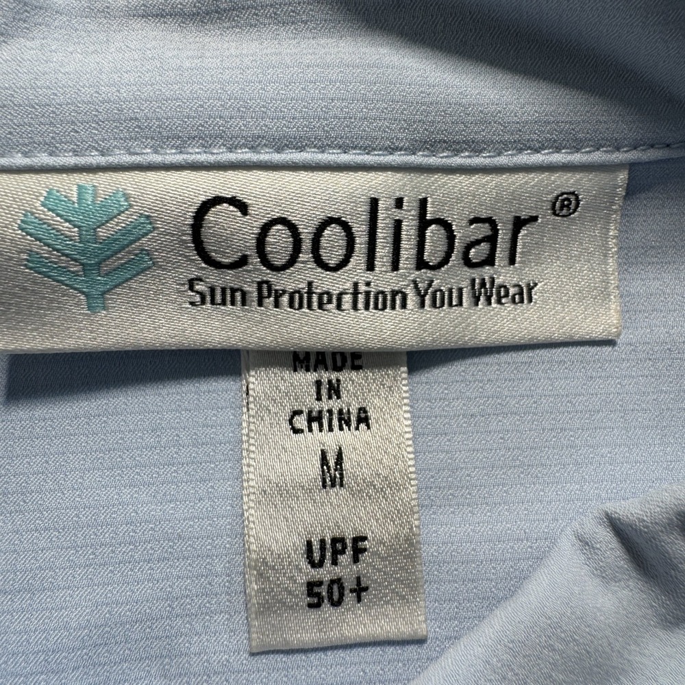 Coolibar Button Down Shirt Women Sz M Blue New Without Tags - Picture 3 of 6
